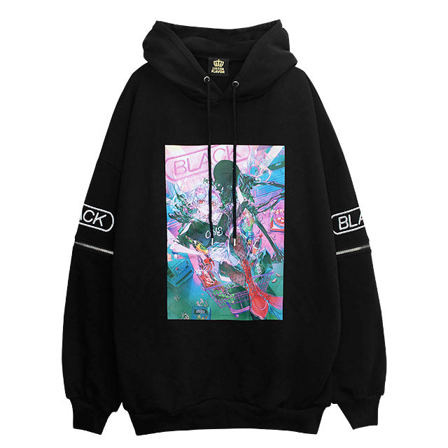 Mura Karki x LISTEN FLAVOR Collaboration Sleeve Zip 2WAY Hoodie