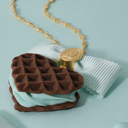 Mint Chocolate Waffle Necklace