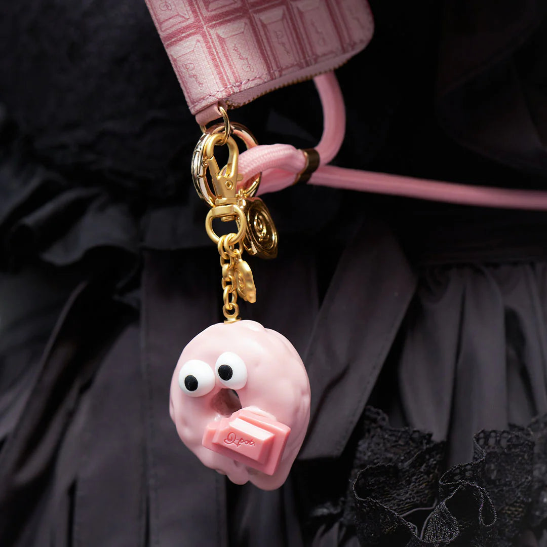 Strawberry Melty Monster Doughnut Bag Charm - Pink