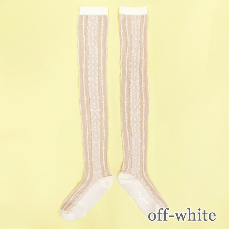 tripe lace knee socks