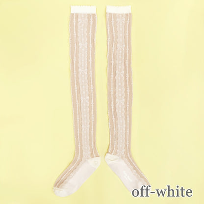 Tripe Lace Knee Socks