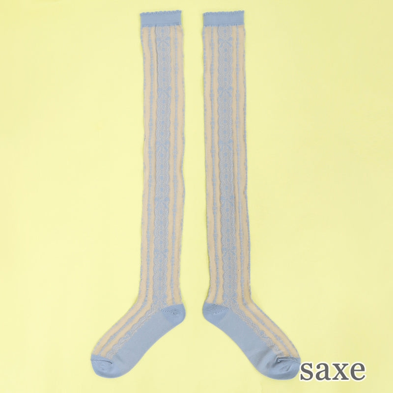 tripe lace knee socks