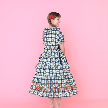 Strawberry Check Tiered Frill Dress