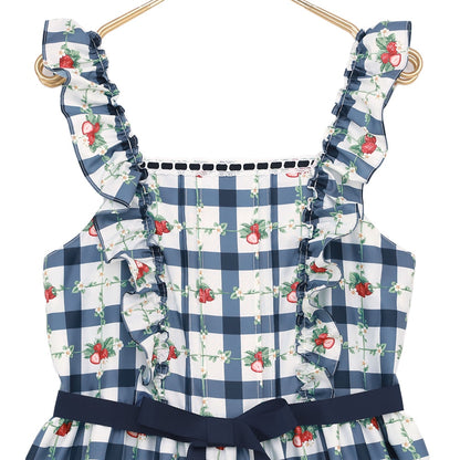 Strawberry Check Tiered Frills Camisole Dress