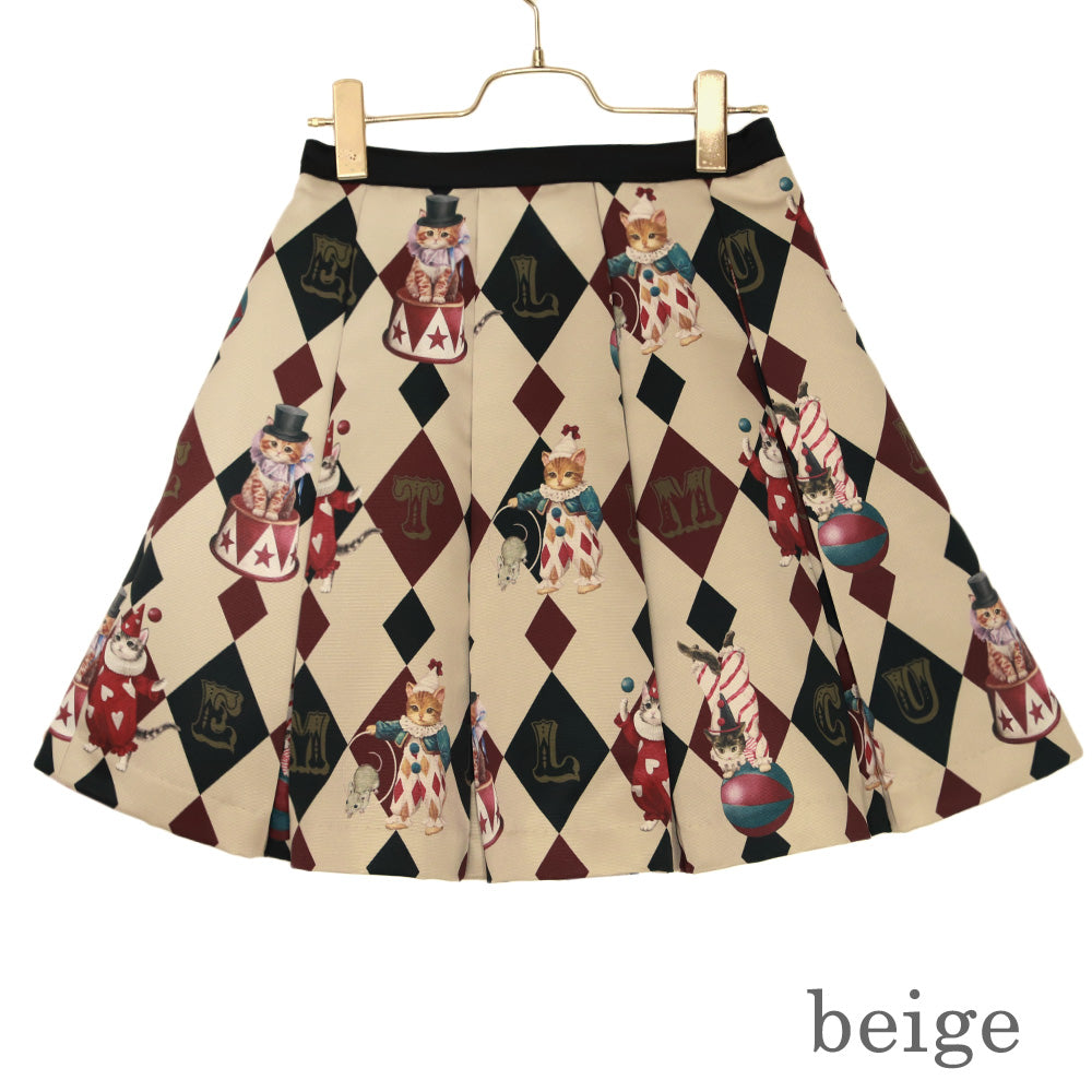 circus cats pleats skirt