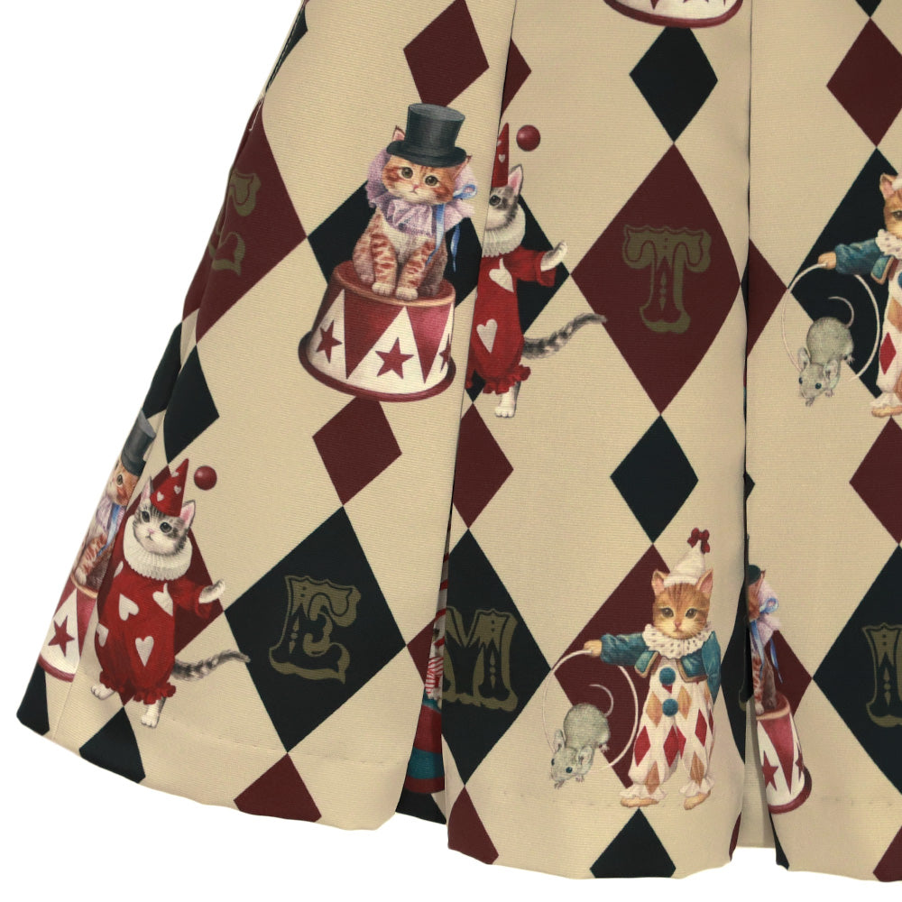 circus cats pleats skirt