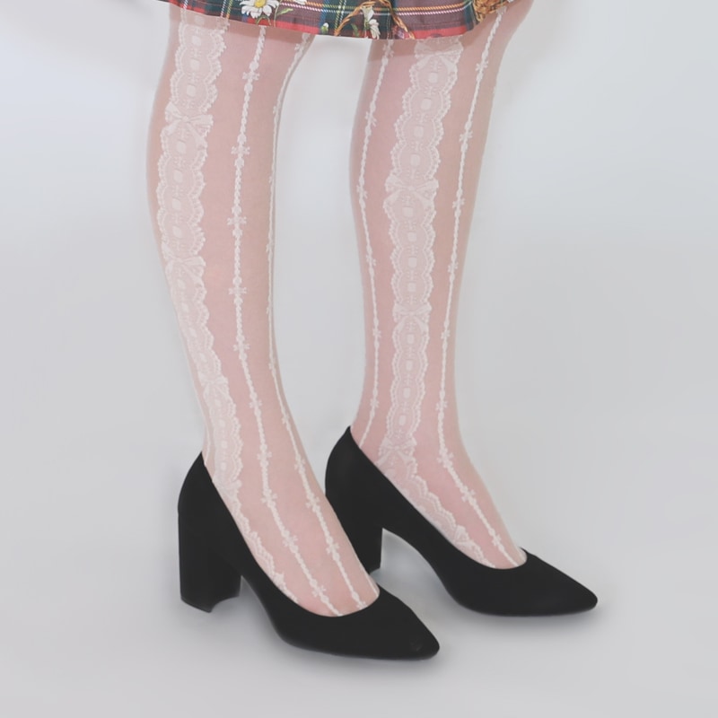 tripe lace knee socks