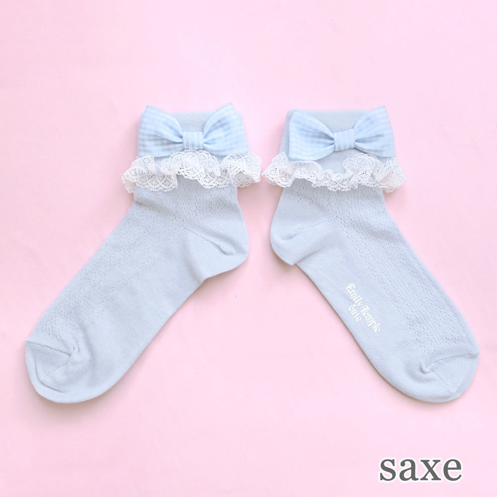 gingham ribbon socks