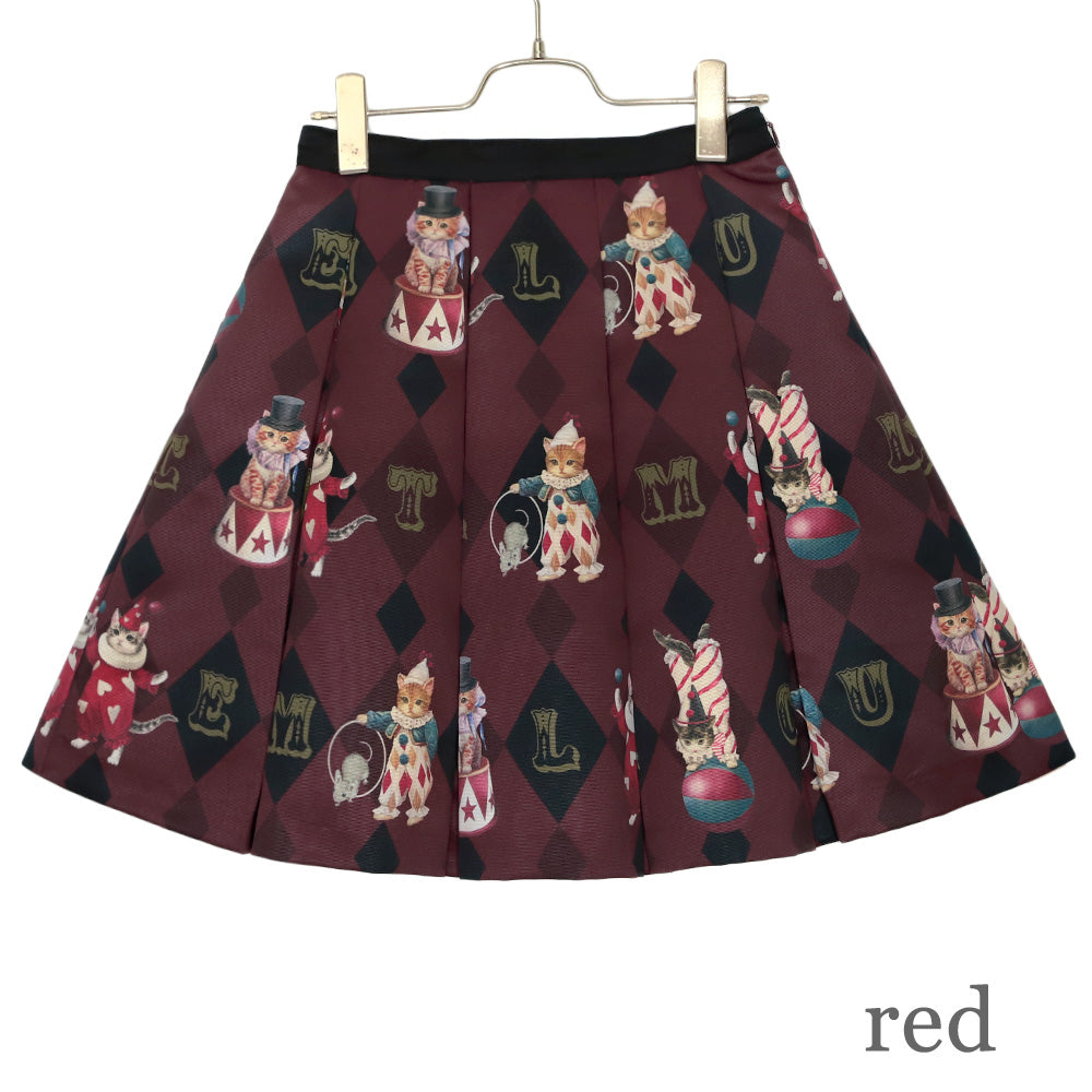 circus cats pleats skirt