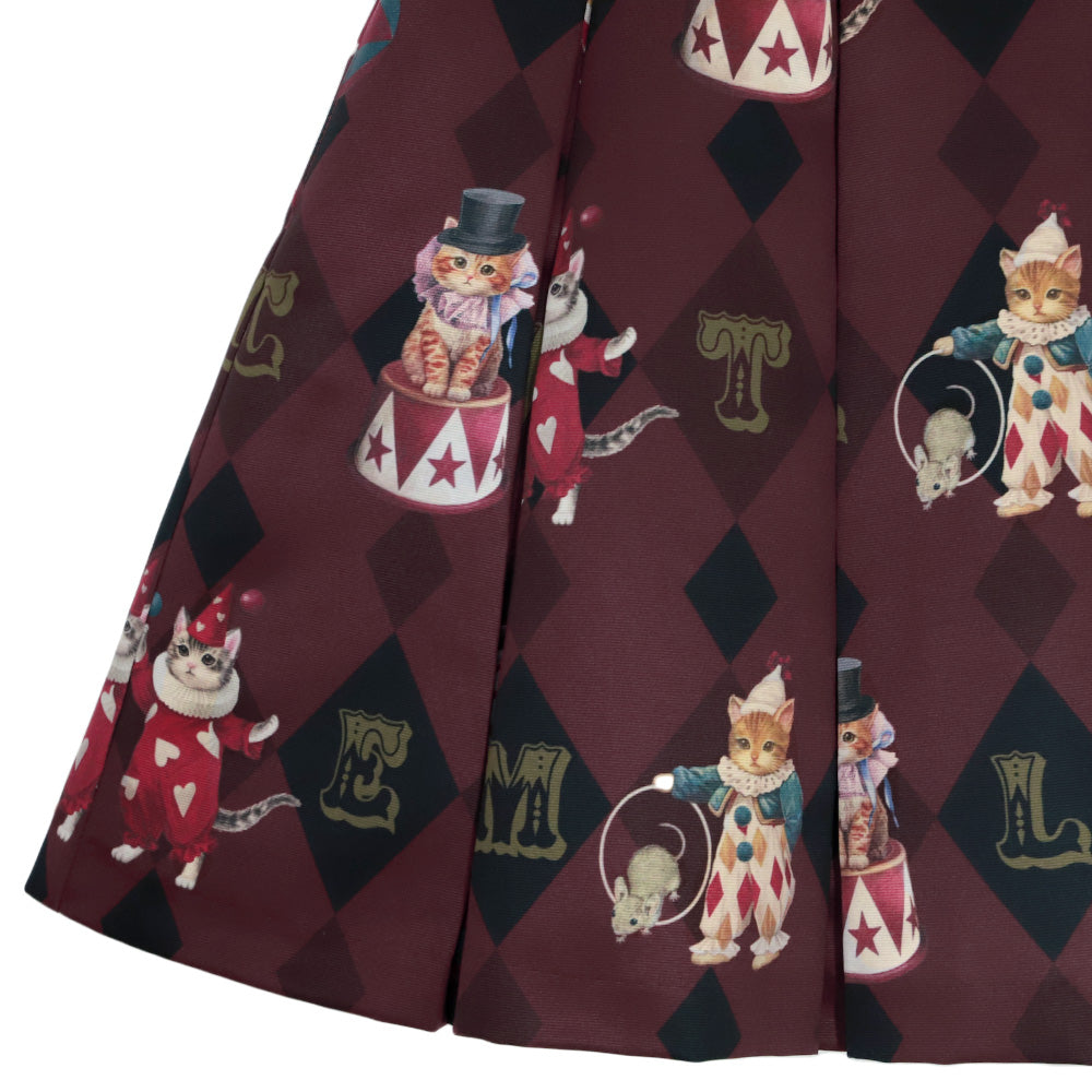 circus cats pleats skirt