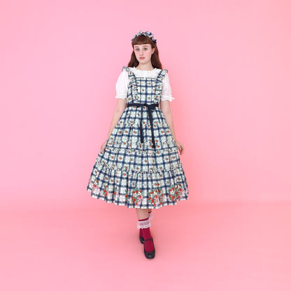 Strawberry Check Tiered Frills Camisole Dress