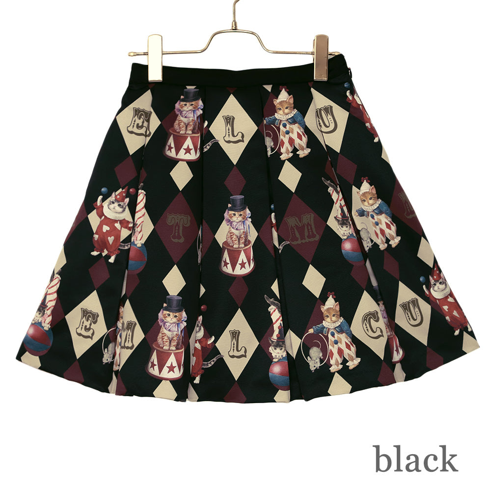 circus cats pleats skirt