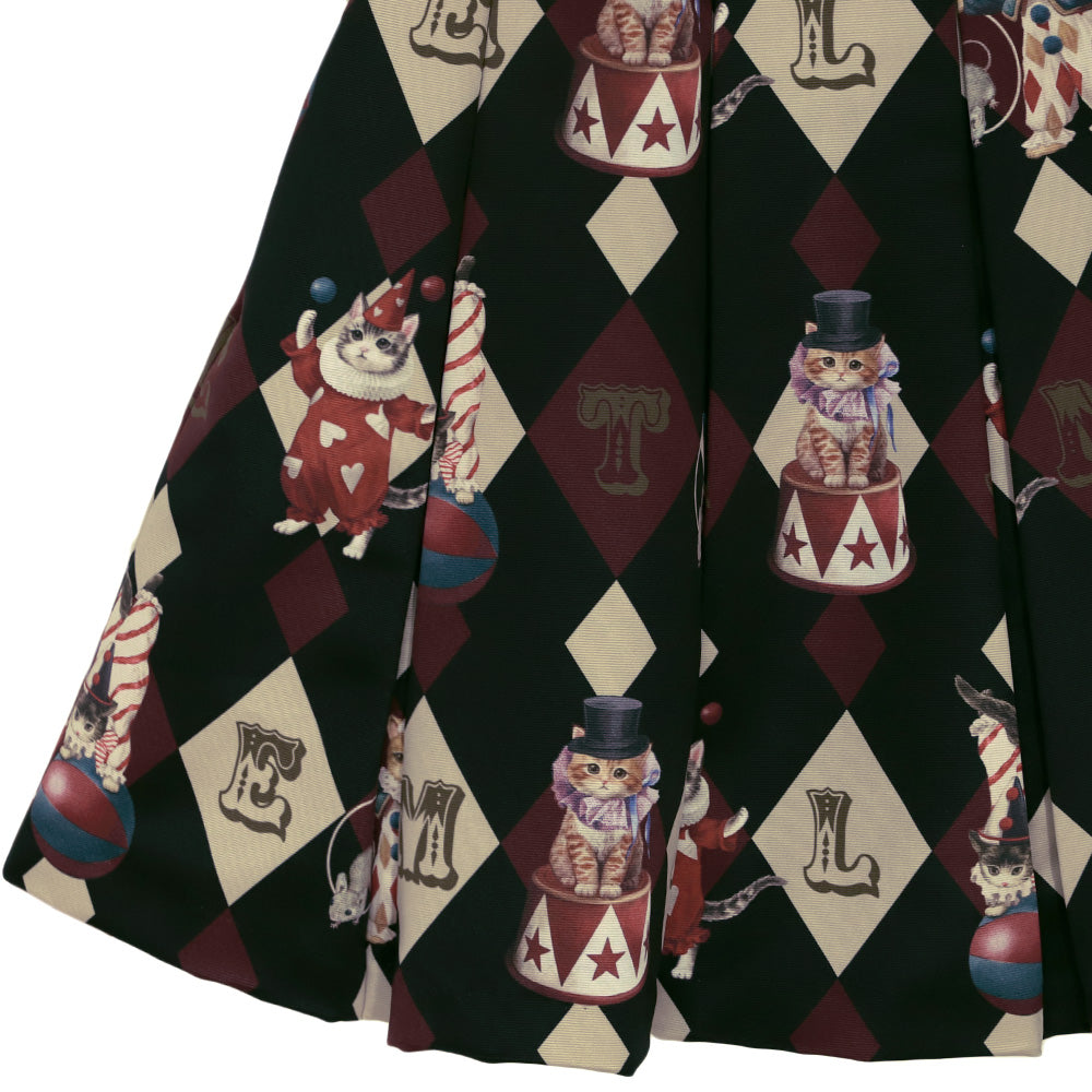 circus cats pleats skirt