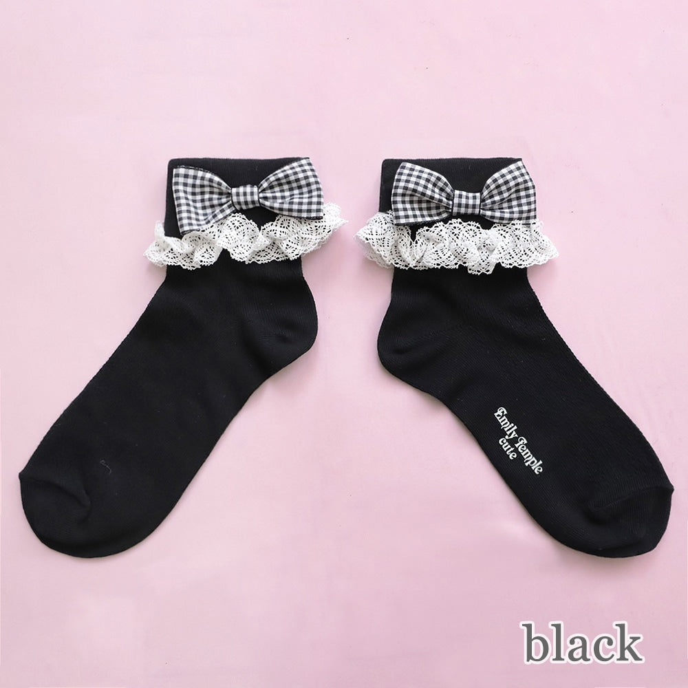 gingham ribbon socks