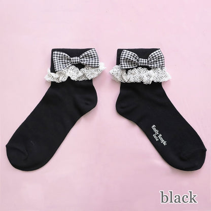 Gingham Ribbon Socks