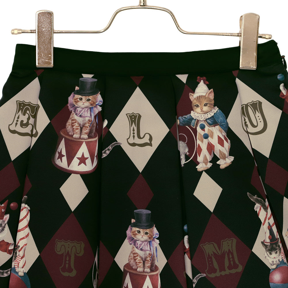 circus cats pleats skirt