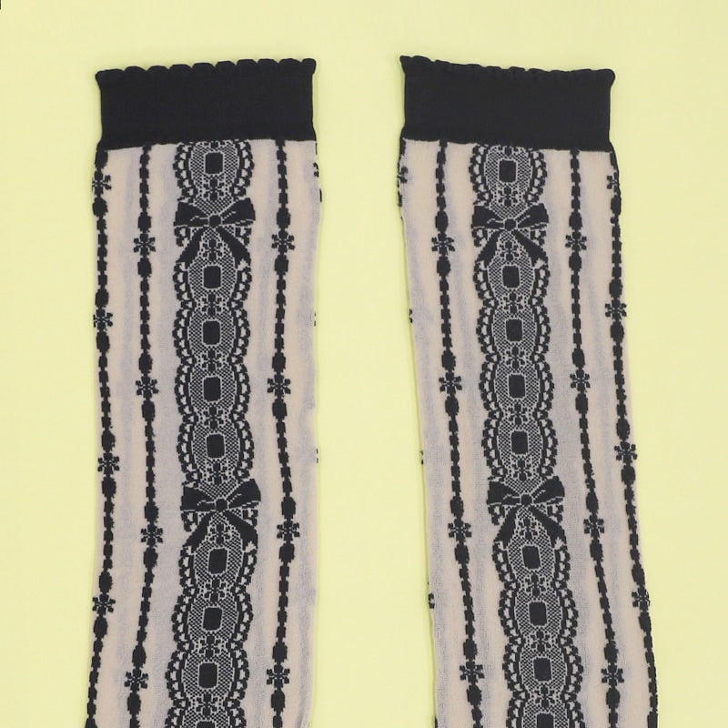 tripe lace knee socks