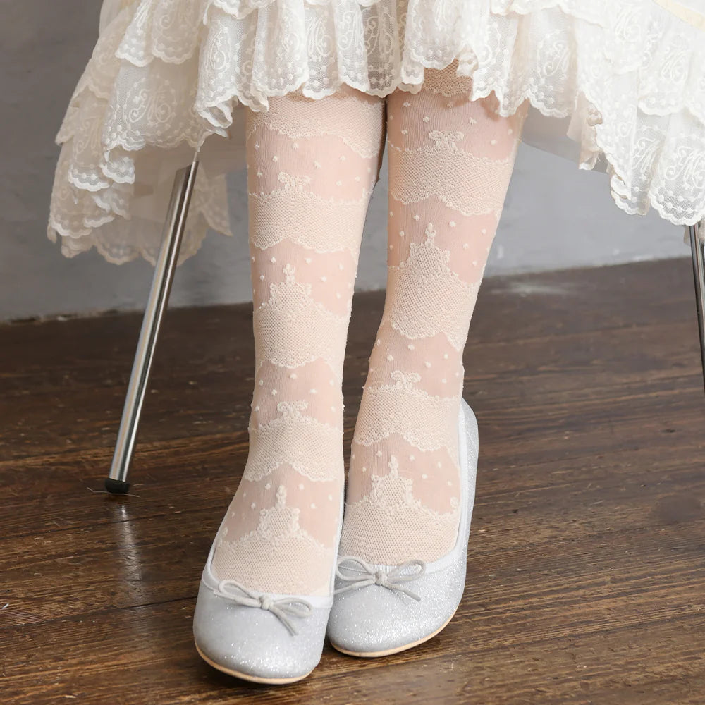 dot lace border knee high socks