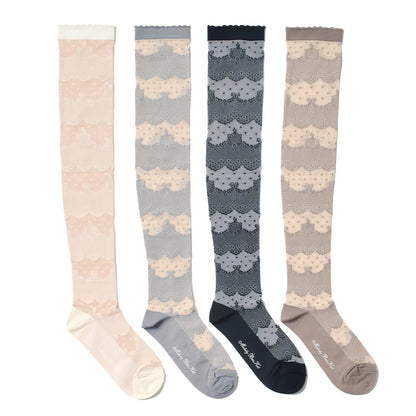 Dot Lace Border Knee High Socks