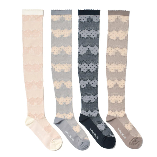 Dot Lace Border Knee High Socks