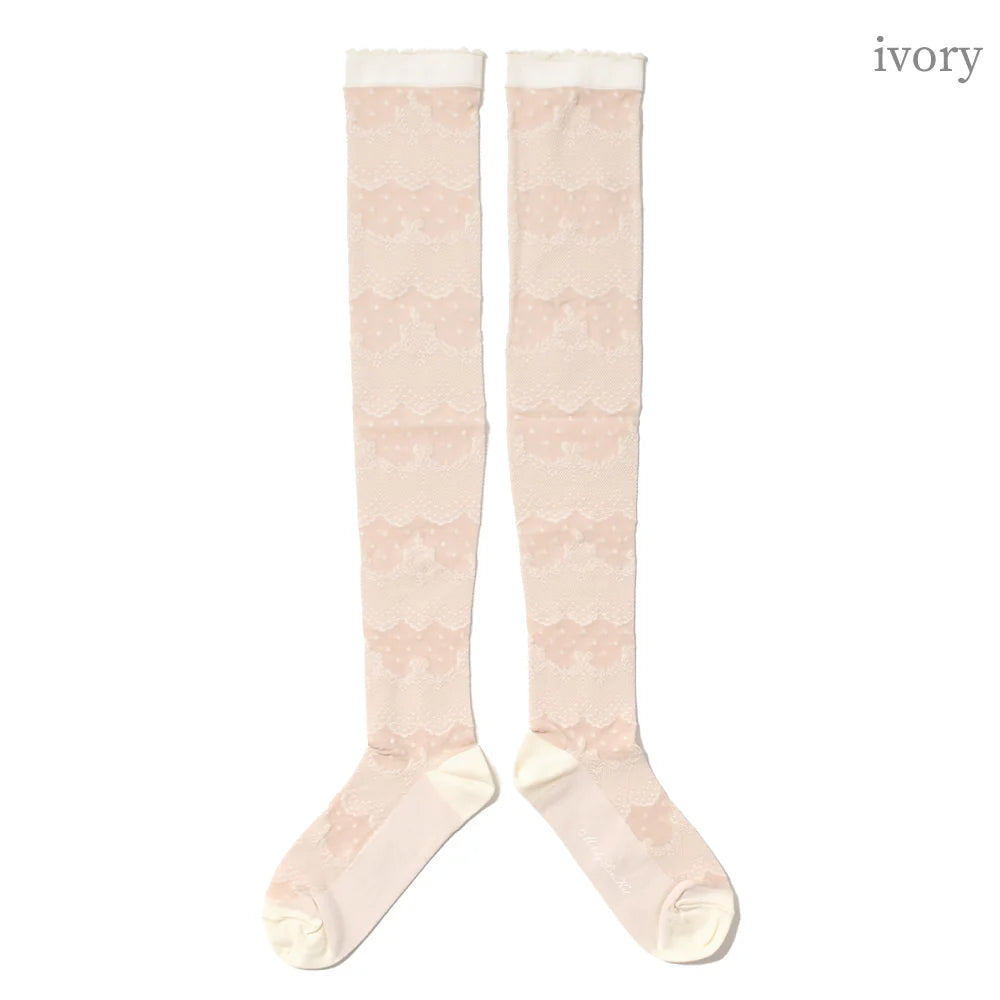 dot lace border knee high socks