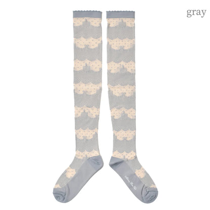 Dot Lace Border Knee High Socks