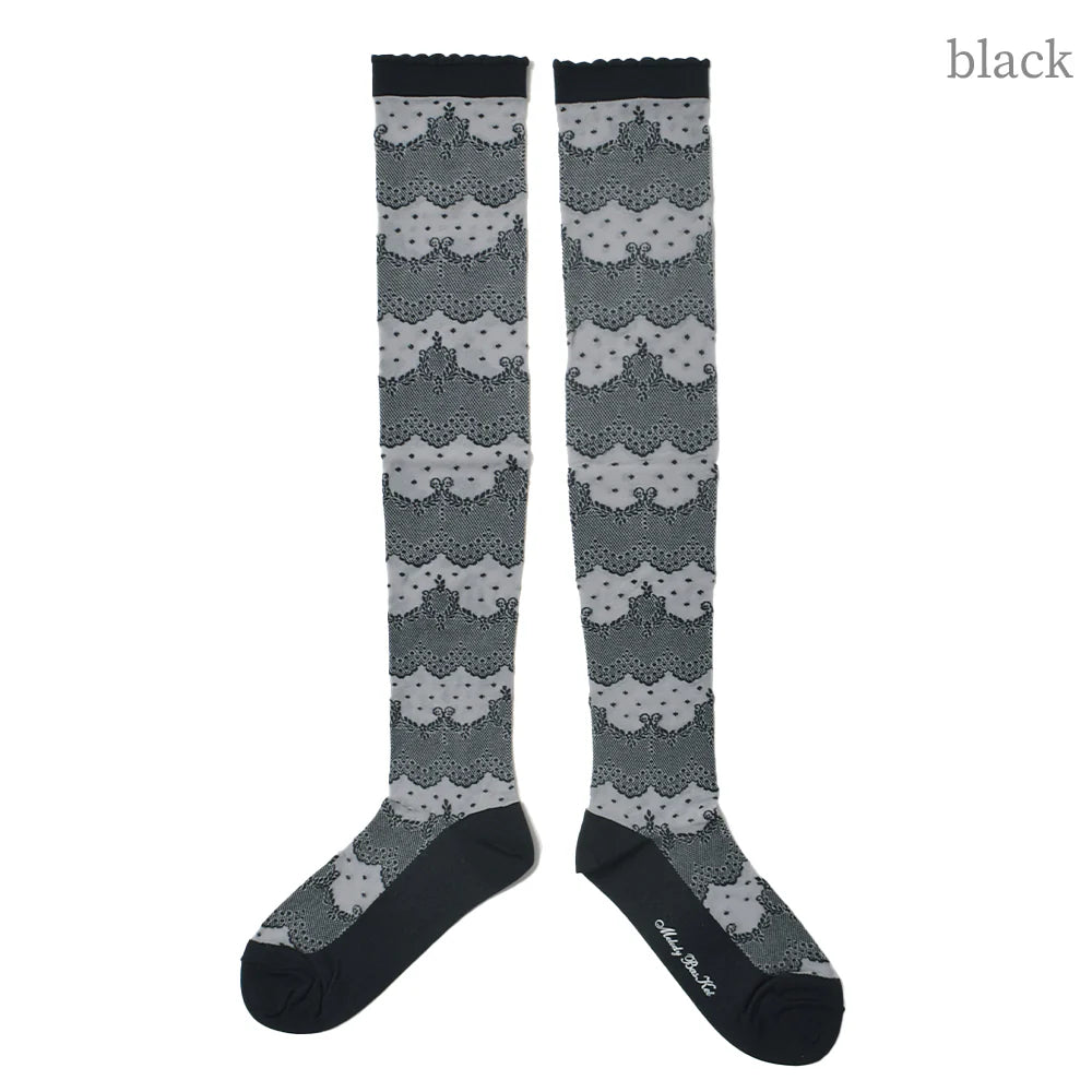 dot lace border knee high socks