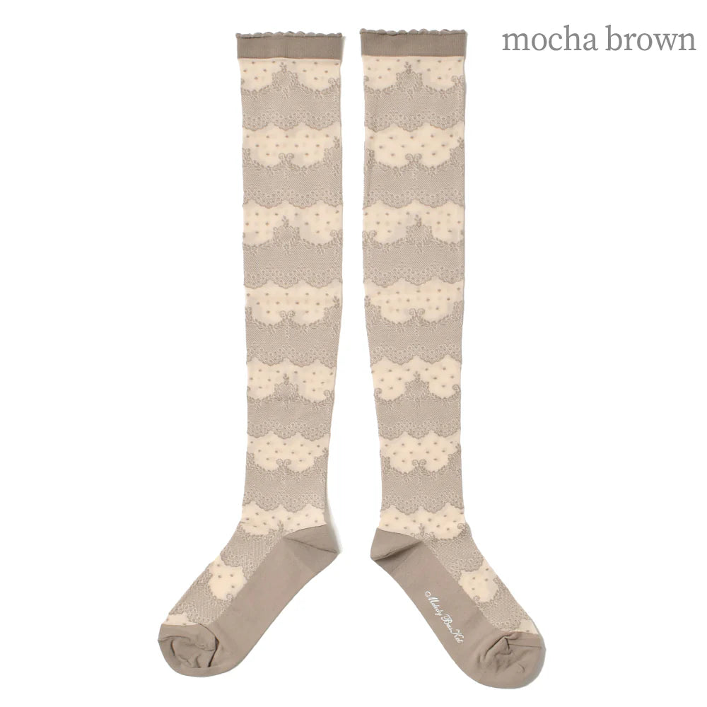 dot lace border knee high socks