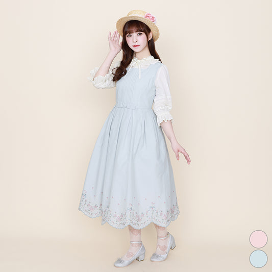 Romantic Rose Embroidery Hem Lace Dress (Copy)