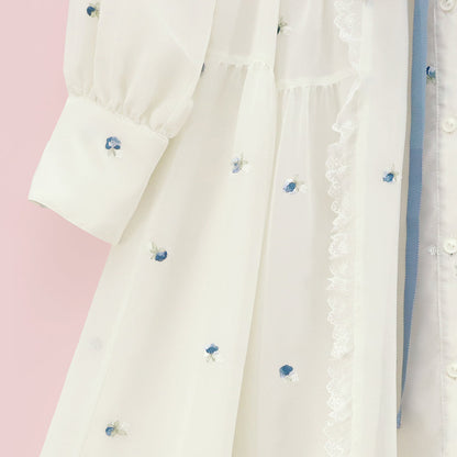 Petit Rose Embroidery Front Button Dress