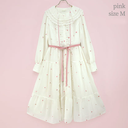 Petit Rose Embroidery Front Button Dress