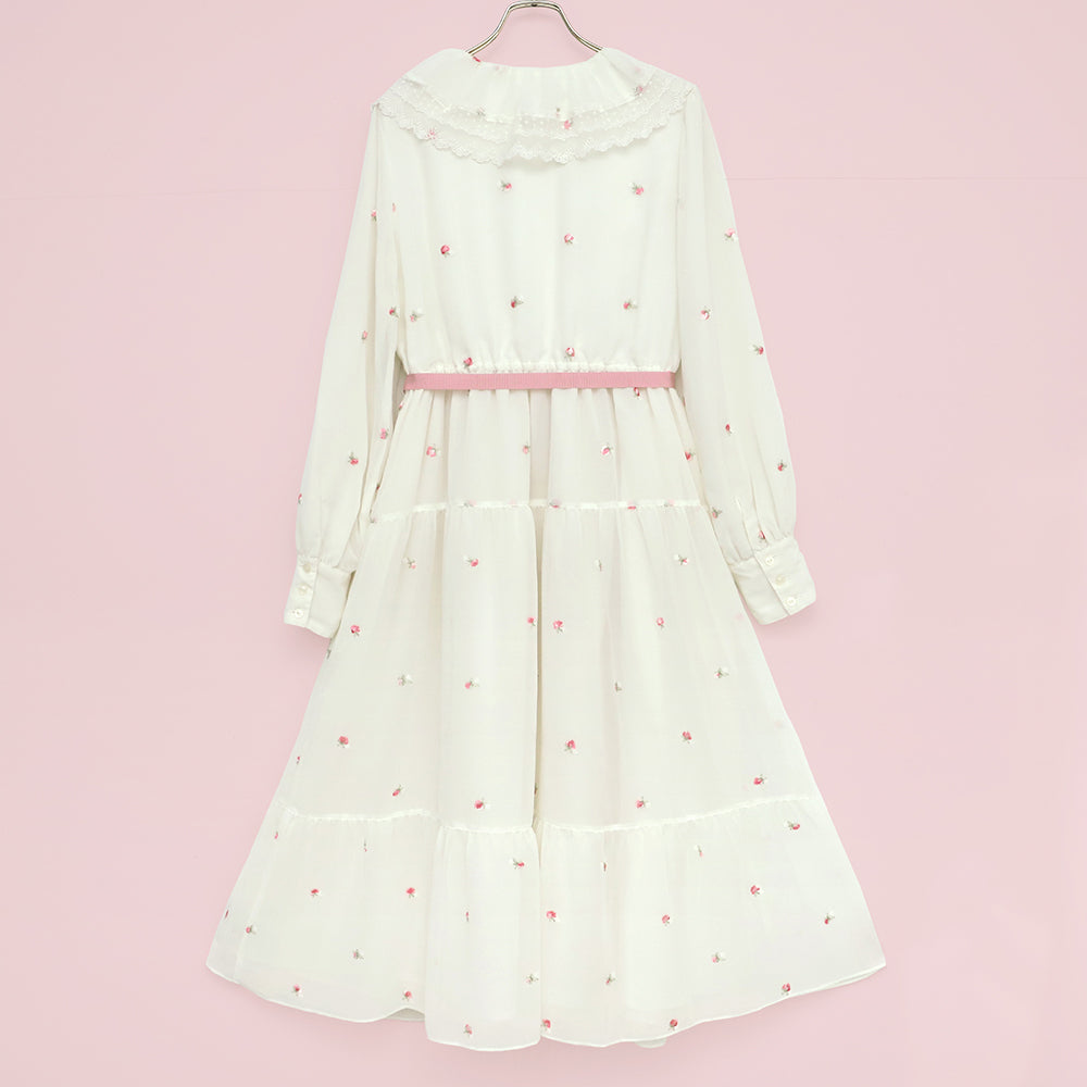 Petit Rose Embroidery Front Button Dress