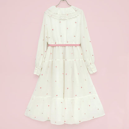 Petit Rose Embroidery Front Button Dress