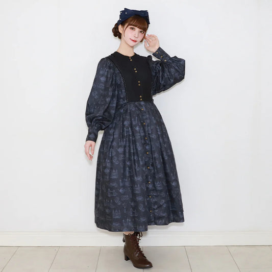 British Lady Big Sleeve Dress