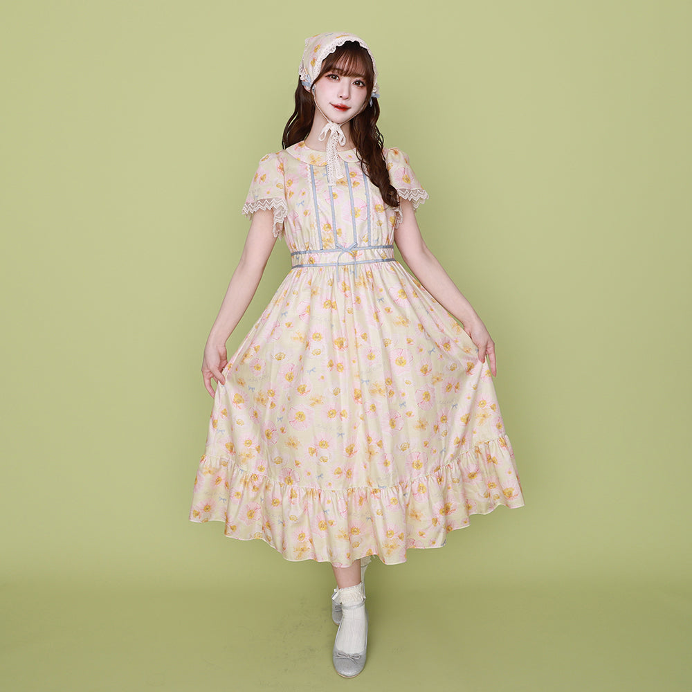 blooming poppy ribbon line dress