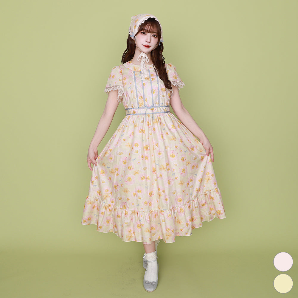 blooming poppy ribbon line dress