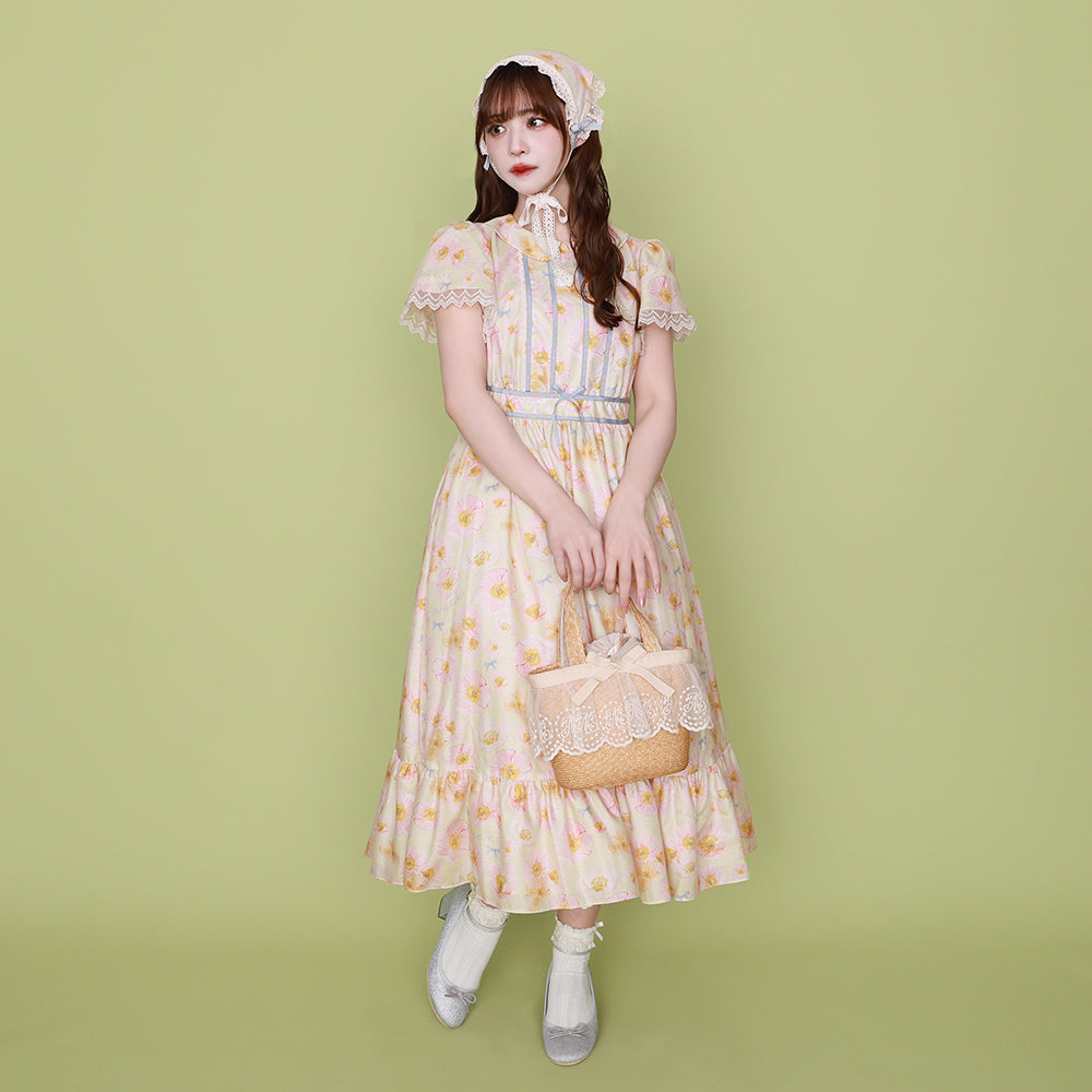 blooming poppy ribbon line dress