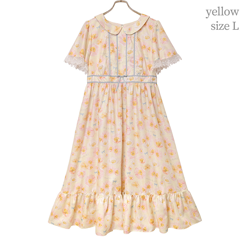 blooming poppy ribbon line dress