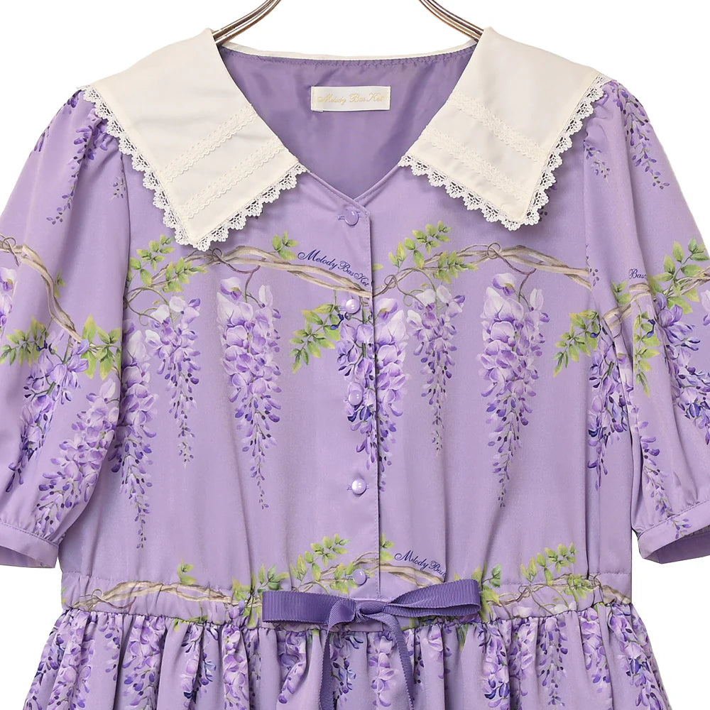 wisteria flower sailor collar dress