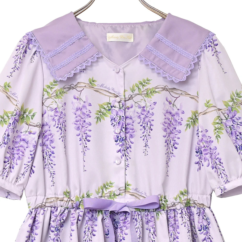 wisteria flower sailor collar dress