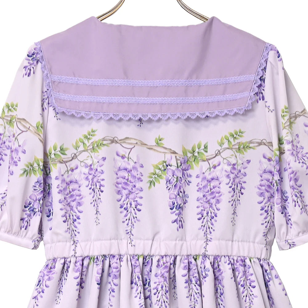 wisteria flower sailor collar dress