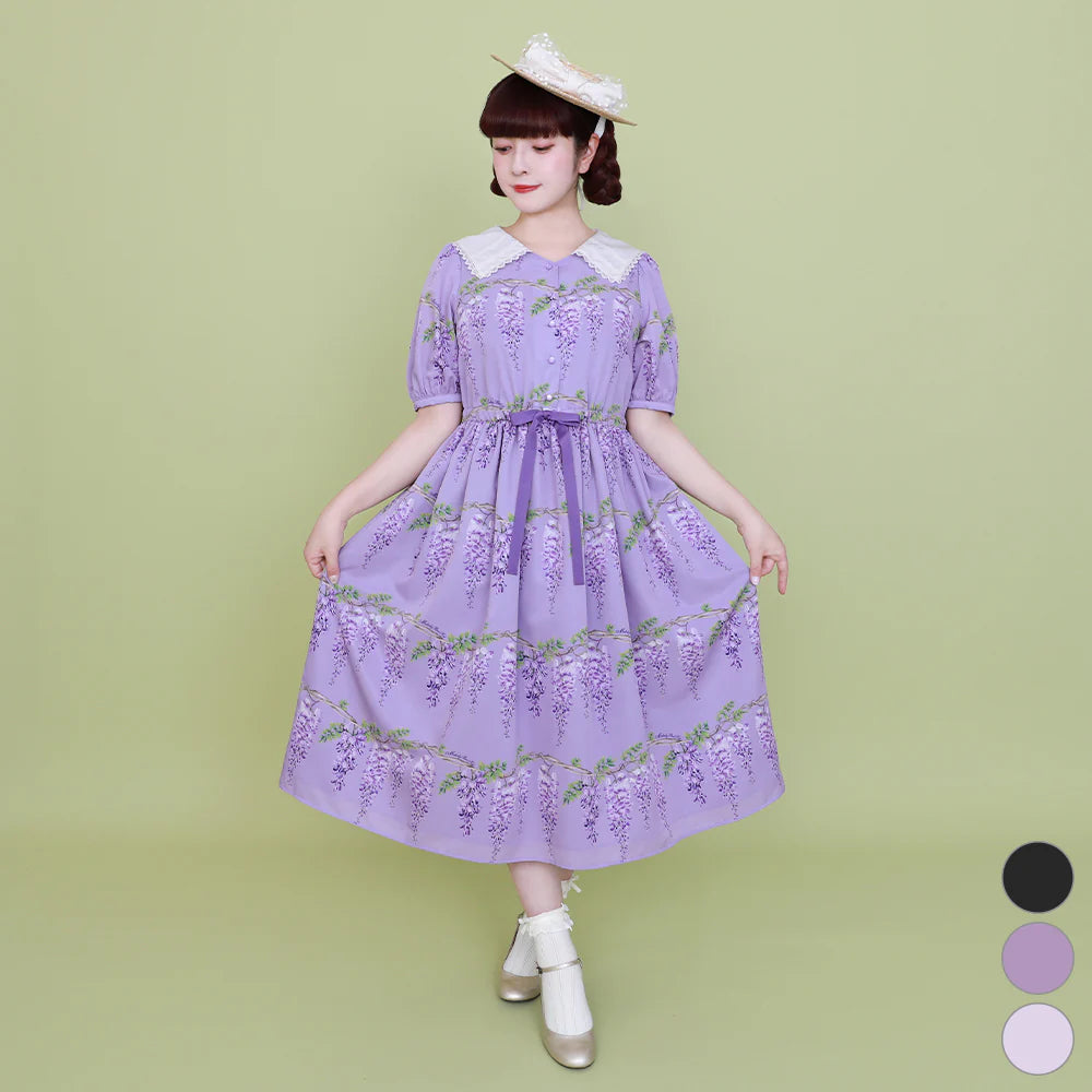 wisteria flower sailor collar dress