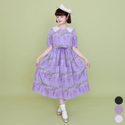 Wisteria flower sailor collar dress