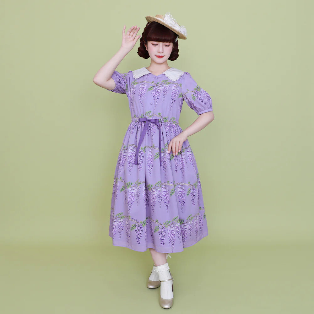 wisteria flower sailor collar dress