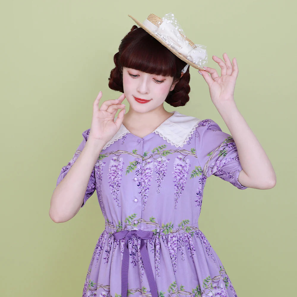 wisteria flower sailor collar dress