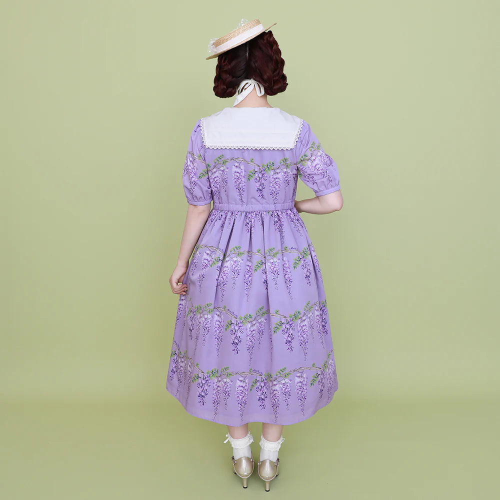 wisteria flower sailor collar dress