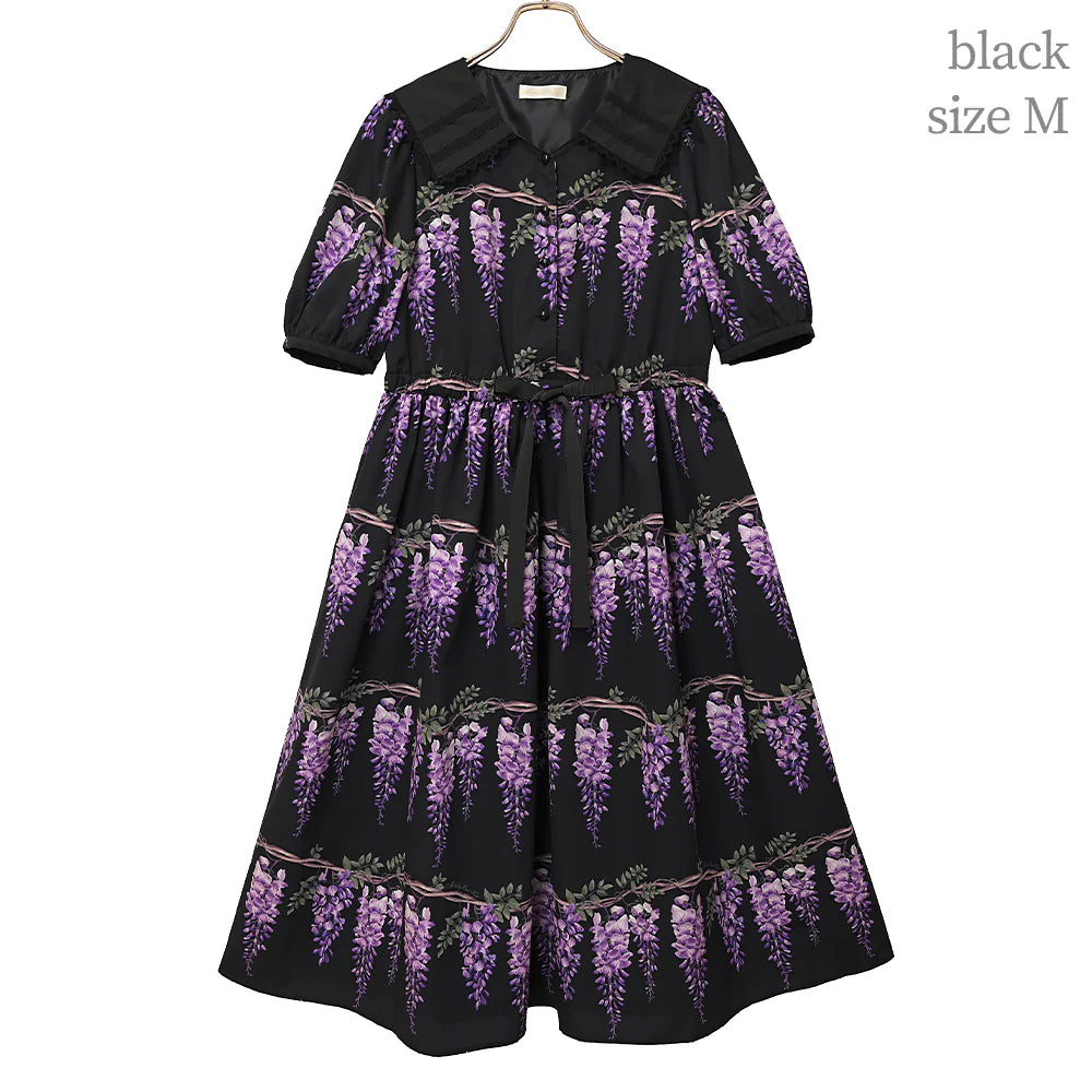 wisteria flower sailor collar dress