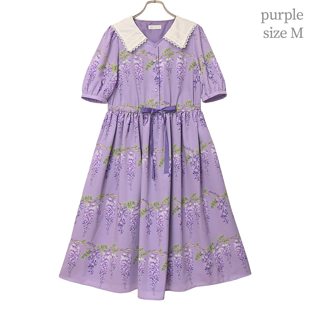 wisteria flower sailor collar dress