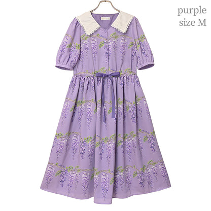 Wisteria flower sailor collar dress