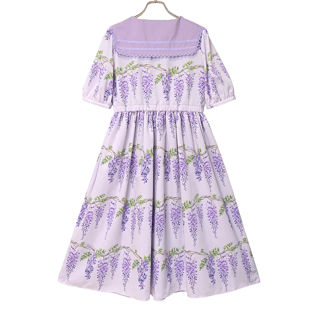 wisteria flower sailor collar dress